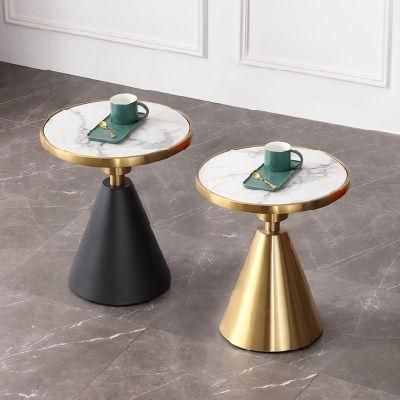 Modern Round Marble Table Tray Gold Small Coffee Tea Metal Living Room Side Table