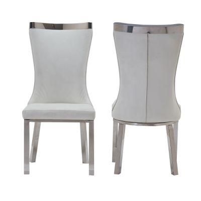 Dining Room Chair Luxury Chrome PU Leather Dining Chairs