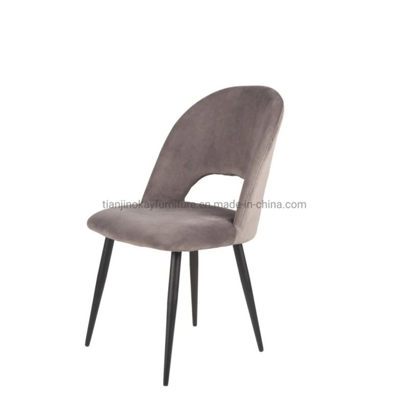 Hot Sale European-Style Dining Room Furniture Italian Metal Legs Fabric Dining Chairs