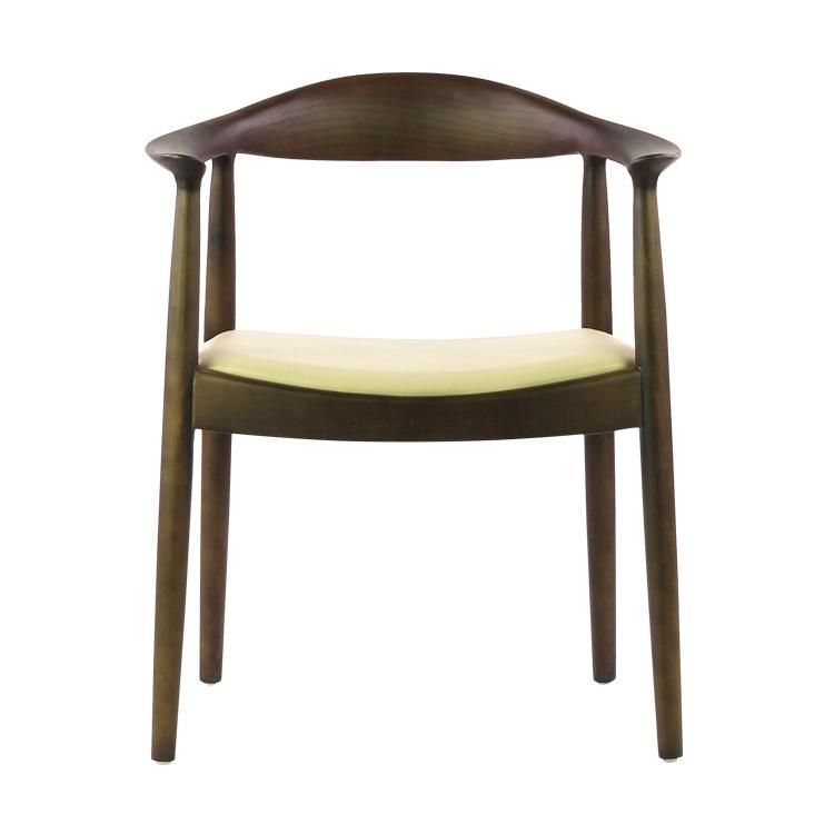 Modern Furniture Restaurant Wooden Dining Armchair with Padded Seat