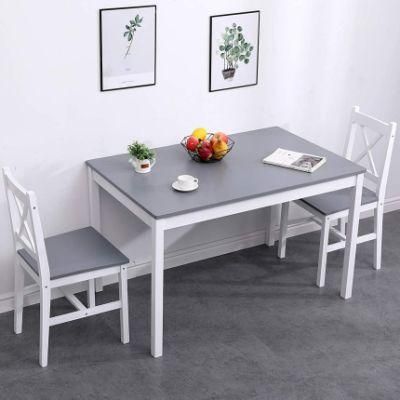 Pine solid wood grey face white legs one table four chairs furniture sets