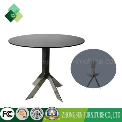 Stainless Steel Frame with Black Glass Table for Dining Room