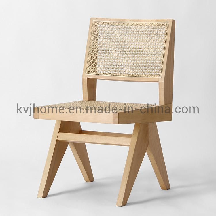 Kvj-6543 Solid Beech Wood Cane Webbing Rattan Pierre Jeanneret Dining Chair