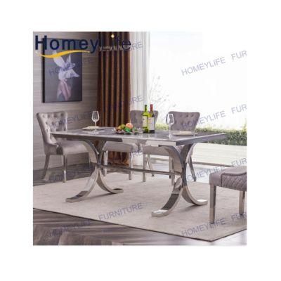 Restaurant Furniture European Marble Dining Table with 6 Chairs