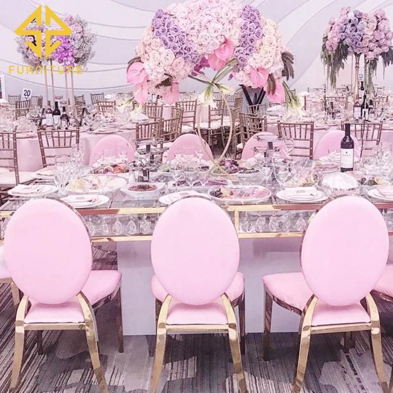 1/6golden Metal Stainless Steel Frame White Banquet Chair Wedding