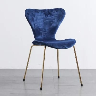 Low Price Modern Design Metal Legs Velvet Fabric Upholstered Dining Chairs