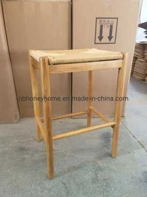 Oak Frame Paper Seating Wishbone Stool