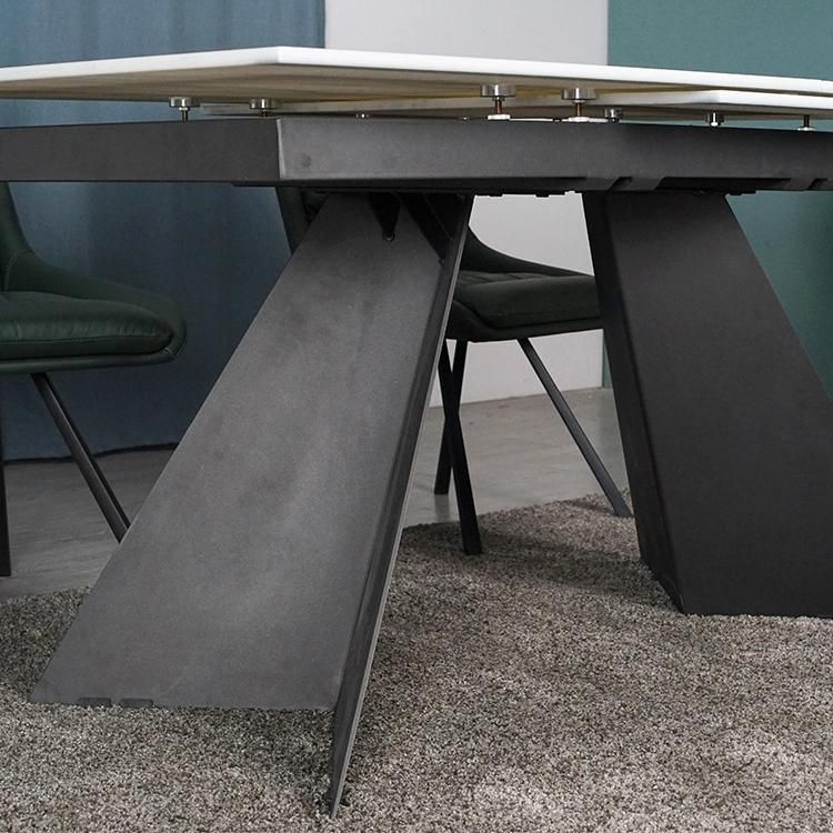 Nordic Dining Table and Chair Extendable Hard Ceramic Dining Room Table