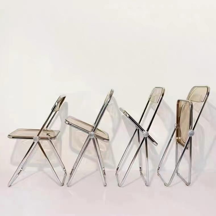 Stackable Accent Plastic Material Dining Chairs for Coffee Shop with Metal Legs