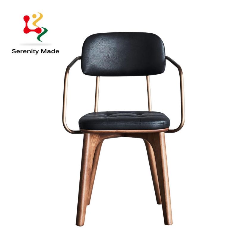 Restaurant Modern Furniture Solid Ash Wood Dining Chair with Arm