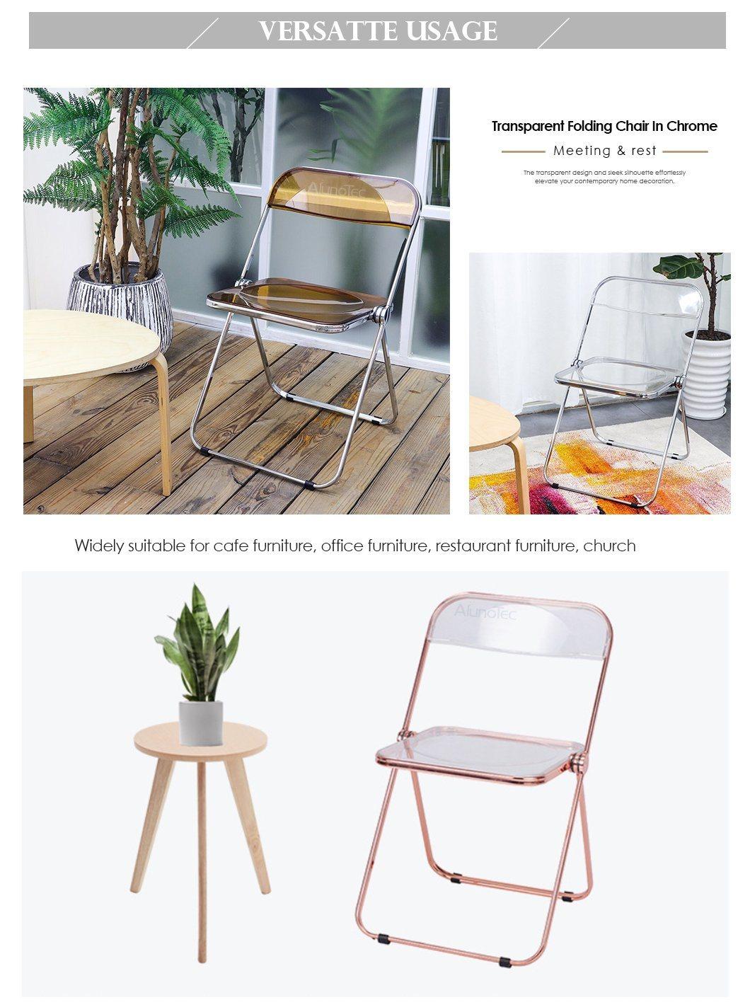 Italian Design Steel Frame Folding Chair with Plastic Seating