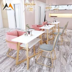Factory Wholesale Modern Metal Golden Luxury Dining Table Set