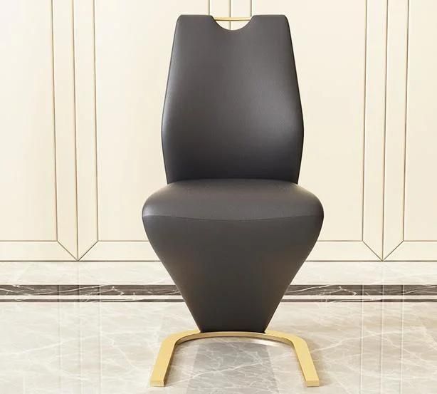 Z Shape Luxury Style Dining Chairs with Stable Metallic Legs