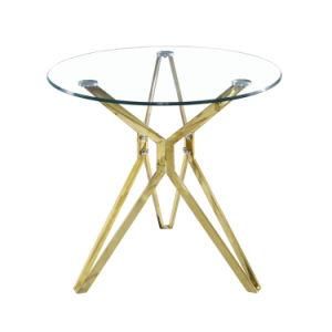 High Quality Clear Tempered Glass Stainless Steel Legs Dining Table