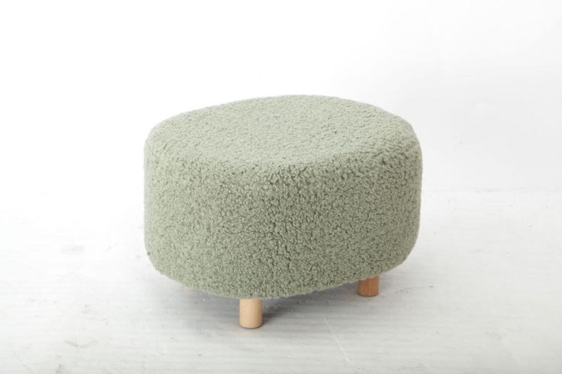 Teddy Cashmere Bed End Lounge Pouf Ottoman Dressing Table Metal Leg with Stool