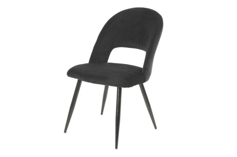 Home Furniture Hotel Luxury Upholstered Soft Back Velvet Fabric Dining Chair with Metal Legs Soft Velvet Seat for Lounge Office Dining Kitchen Chair