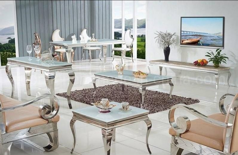 Hot Sale France Furniture White Glass Top Special Dining Table
