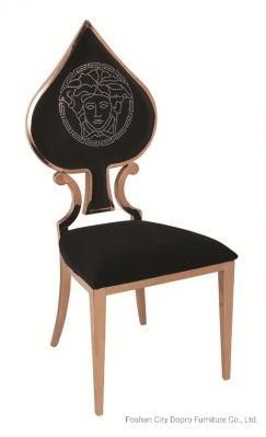 Black Heart Wedding Chair Dining Chair with Gold Stainless Steel Frame