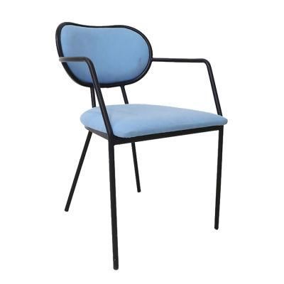 Factory Direct Home Furniture Metal Leg Blue Velvet Fabric Dining Chair