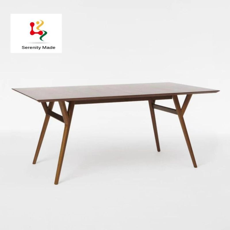 Oak Wood Color Wooden Frame Rectangle Dining Table for Restaurant Use