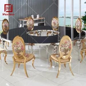 Modern Event Furniture Half Moon Wedding Table Stainless Steel 12 Chair Dining Table Set