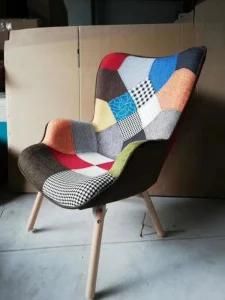 Dining Chair Wooden Legs Fabric Seat
