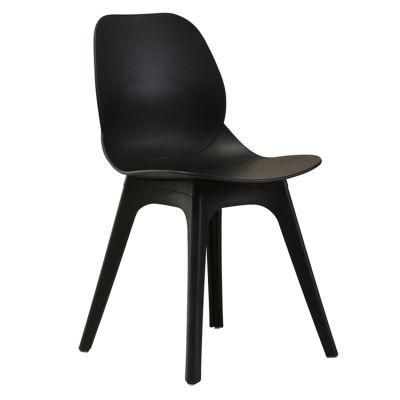 French Italian Dining Chair Made in Chinese Factory All Black Plastic Design Backrest Modern Nordic Chair