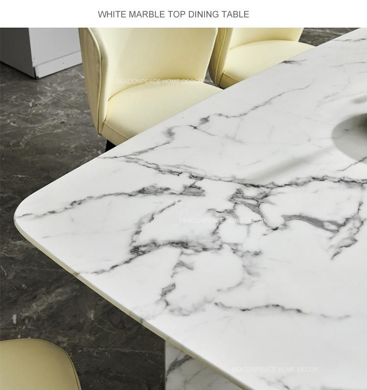 Modern Dining Room Furniture Marble Top Stainless Steel Dining Table