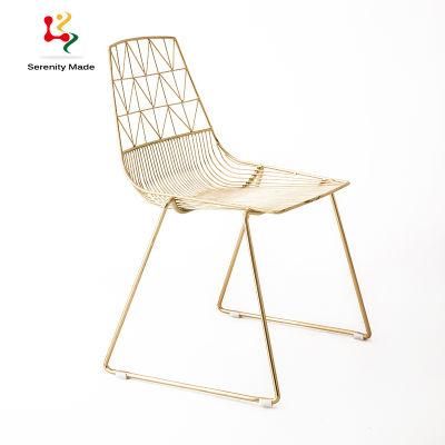 Outdoor Use Stackable Arrow Metal Wire Dining Chair for Cafe