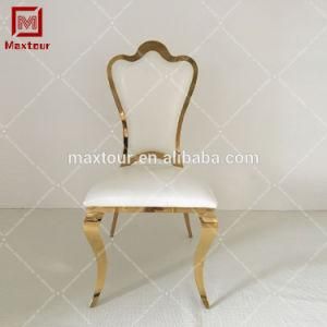 Modern Living Room Chair White PU Stainless Steel Dining Chair for Wedding