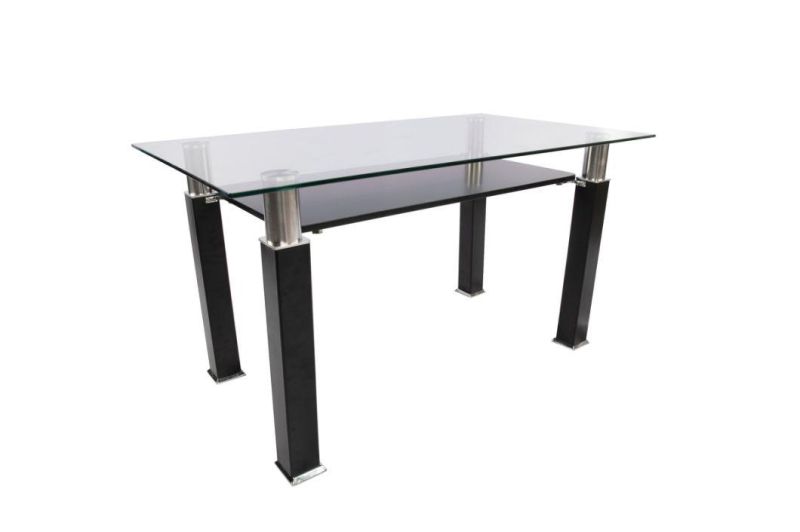 Contemporary Glass Dining Table with Black Iron Legs