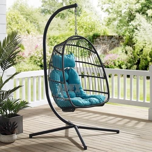 New Design Outdoor Garden Patio Folding Rattan Egg Hammock Swing