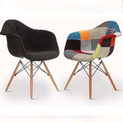 Modern Fabric Dining Chairs with Armrest Patchwork Armchairs Nordic Chair for Living Room Dining Room Bedroom Office Cafe