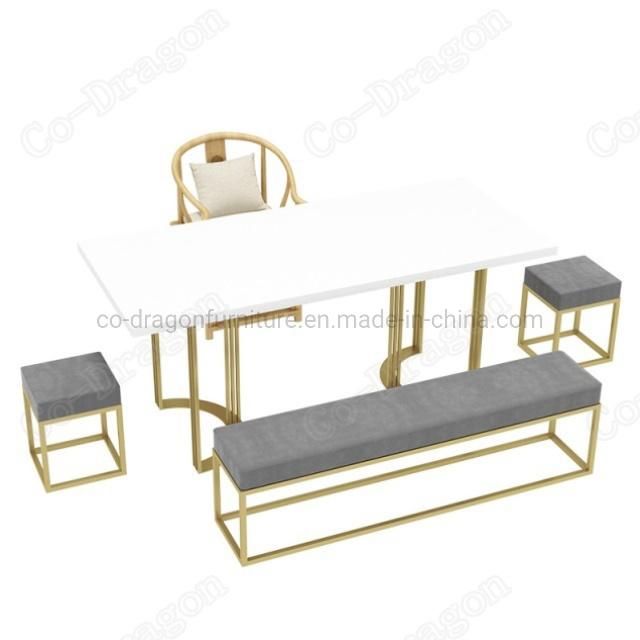 Modern Hotel Furniture Stainless Steel Dining Table and Chair Sets