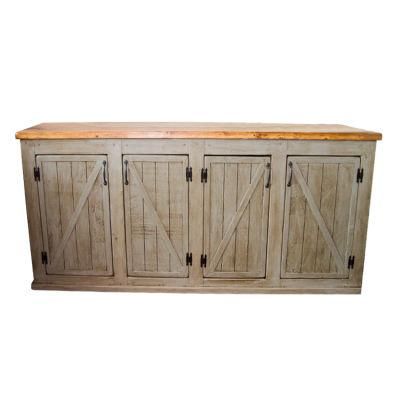 Kvj-Eca1 Rustic Vintage French White Solid Wood Cabinet