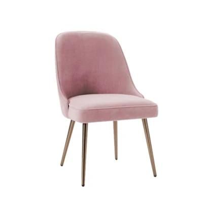 Restaurant Leisure Places Factory Direct Sale Metal Legs and Velvet Fabric Covered Seat Made in China Dining Chair Modern