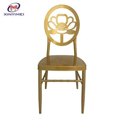New Style Fancy Flower Design Back Metal Chiavari Chair for Wedding Event