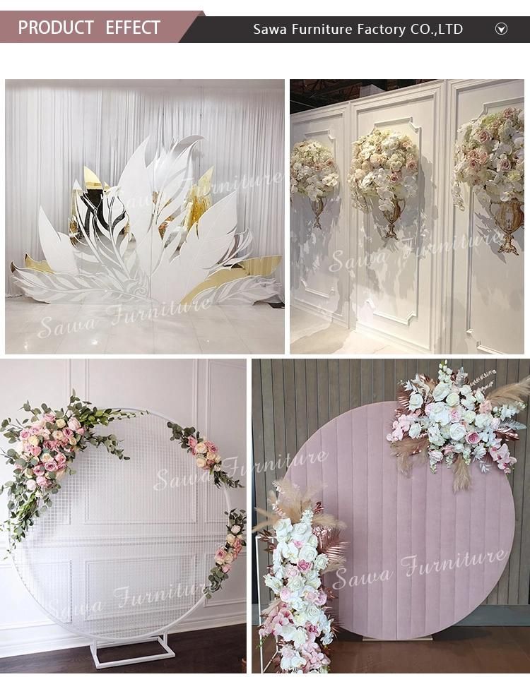 Factory Produce Round Reseau Iron Metal Backdrop Wedding with Flower