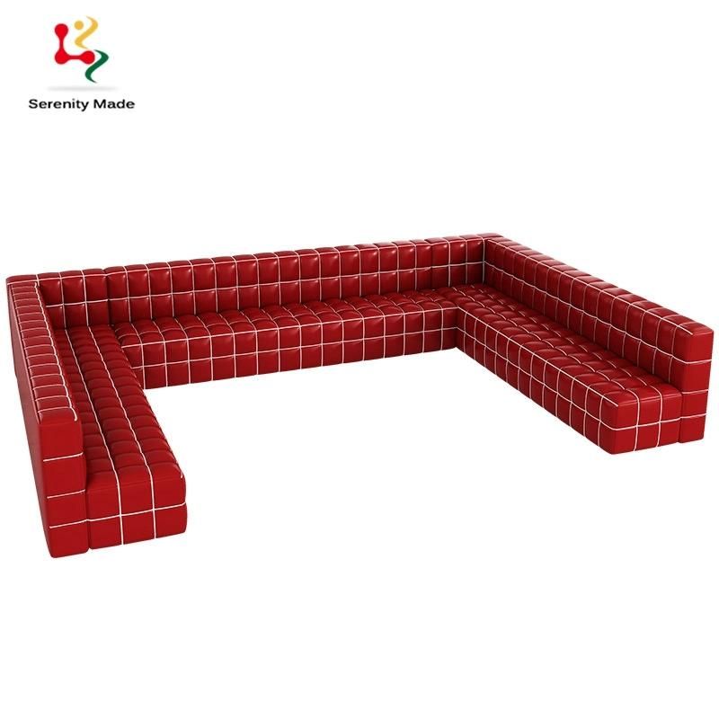 Industrial Luxury Leather Long Booth Seating Sofa