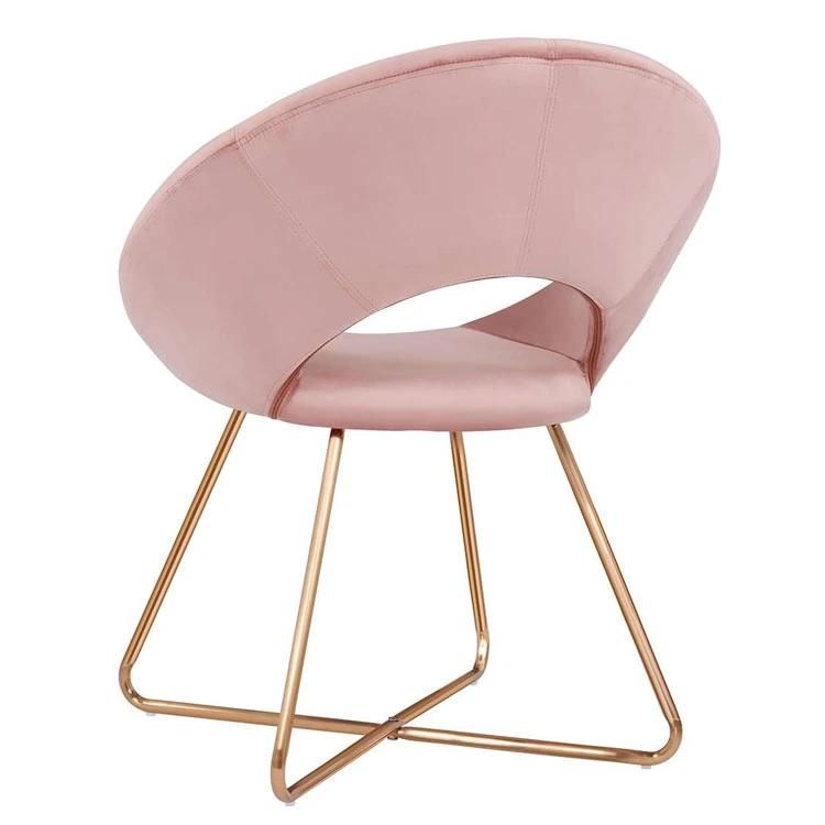 Luxury Comfortable Modern Design Home Furniture Pink Velvet Fabric Golden Metal Leg Wear Resisitant Fabric Dining Chair