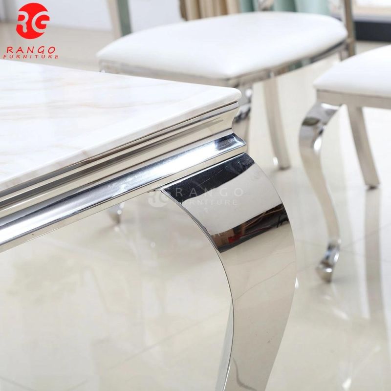 Stainless Steel Dining Table Set 6 Chairs Marble Dining Tables for Dining Room