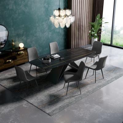 Home Dining Room Furniture Set Marble Stone Steel Frame Marble Restaurant Table