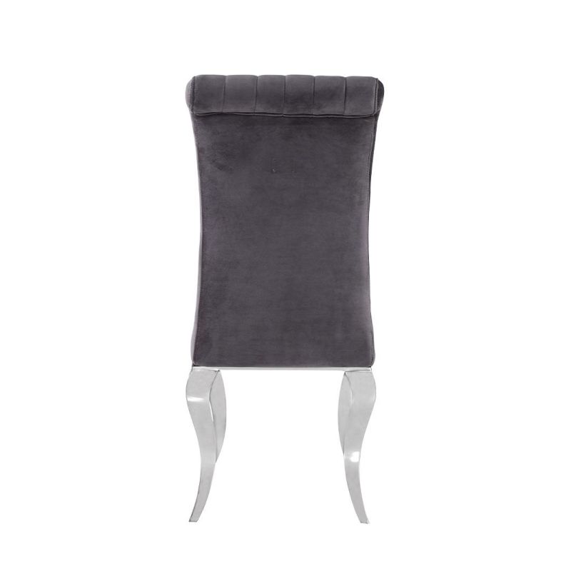 Contemporary Polished Stainless Steel Restaurant Chair Grey Velvet Dining Chair for Home Hotel Restaurant