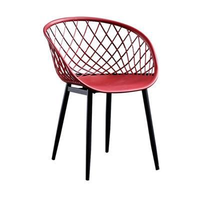 Cheap Stackable Living Room Furniture Restaurant Cafe Metal Legs Dining PP Plastic Seat Chair with Arms