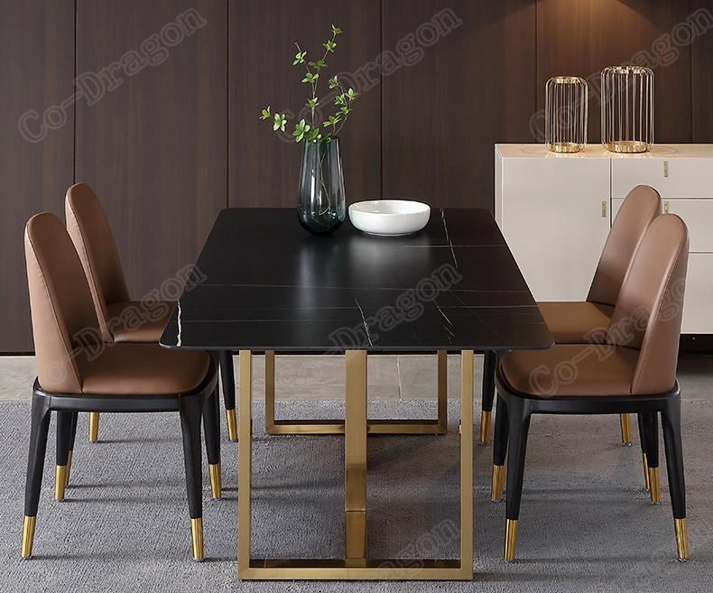 New Design Wedding Furniture Luxury Gold Stainless Steel Dining Table