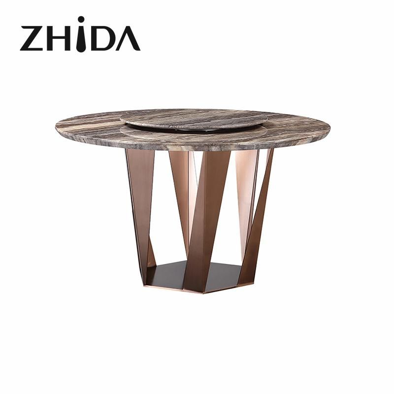 Stainless Steel Leg Dining Table Dining Room Sets Modern Luxury Marble Stone Top Metal Dining Tables Sets