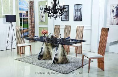 High Quality Luxury Stainless Steel Irregular Dining Table with Artificial Marble Top