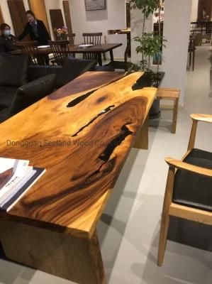 Custom Size Walnut / Monkey Pod Wood Dining Table Top with Live Edge for Furniture