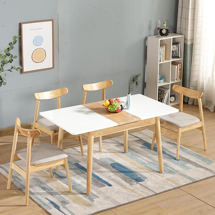 Dining Set Extended Table 6 Chairs Glass Mesa Rectangular Wood Table Top Restaurant Modern Dining Table Set