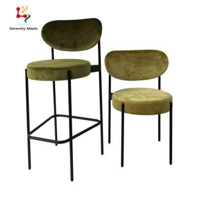 Modern Hotel Furniture Velvet Upholstered Dining Chair with Steel Legs